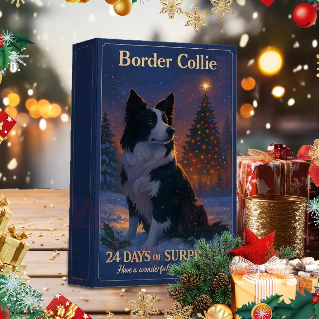 2025 Christmas Advent Calendar 2D Acrylic Shepherd Dog Figurines Decorations 24-Day Animal Calendar Christmas gifts for Kids