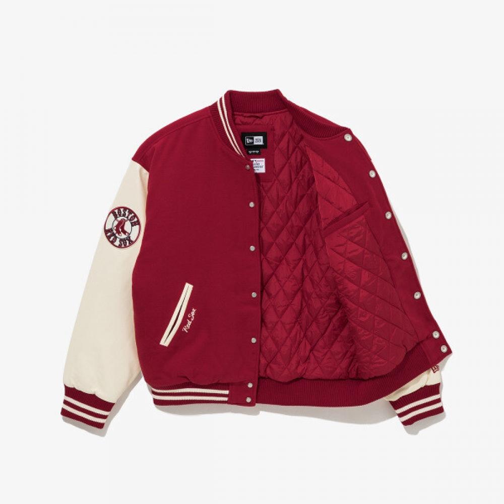 New Era Mlb Boston Red Sox Kurtka Varsity z Naszywkami Czerwona 14742028