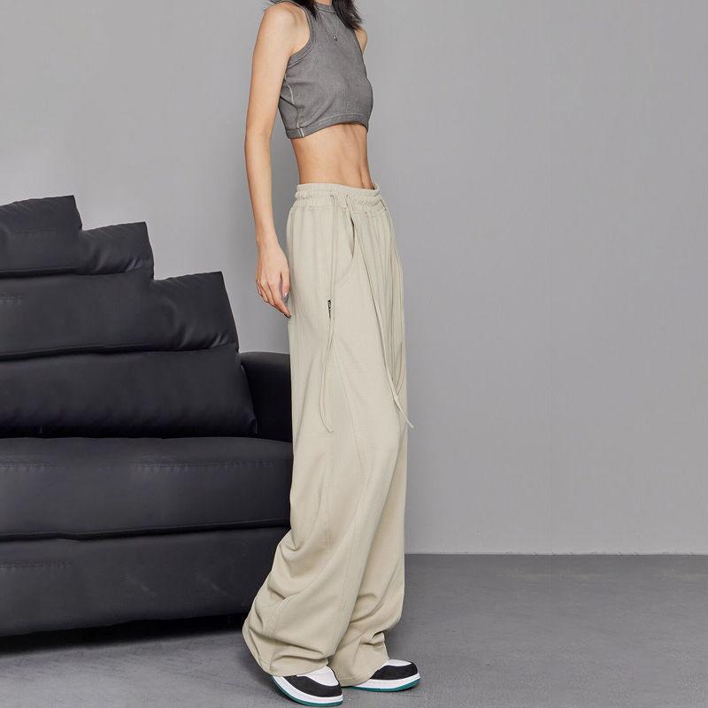 Summer Banana Pants Double Drawstring Sports Pants for Women Lantern Long Pants Casual Floor Wide Leg Pants