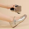 Mary Jane Shoes Shallow Buckle Single Shoes Women's 2025 Spring New Korean Version Square Head Flat Bottom Shallow Mouth Soft Sole Doudou Shoes