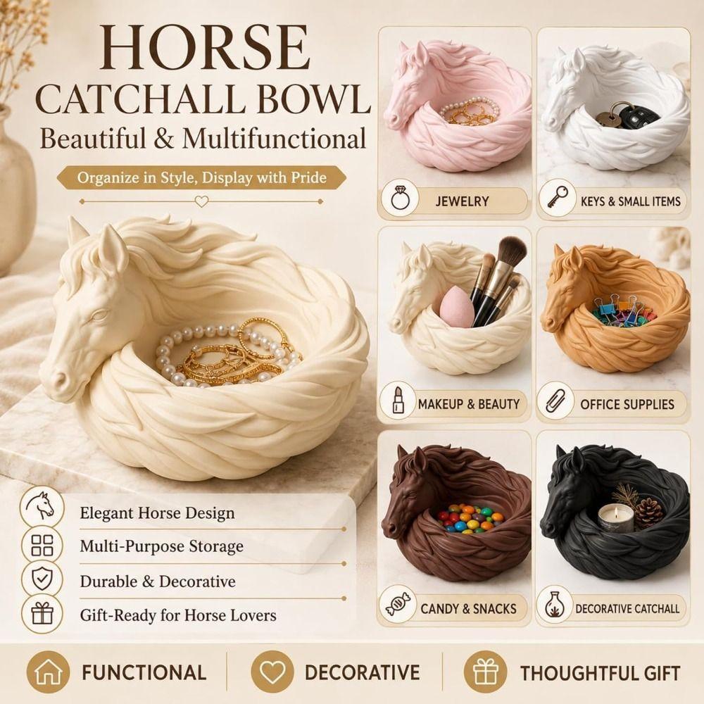 Portable Horse Catchall Bowl Functional Organizer Horse Jewelry Dish Desk Organizer