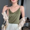 Women's V-Neck Sleeveless Camisole Top Satin Acetate Blend Inner Outer Wear Elegant Style with Suit for Summer Fashion