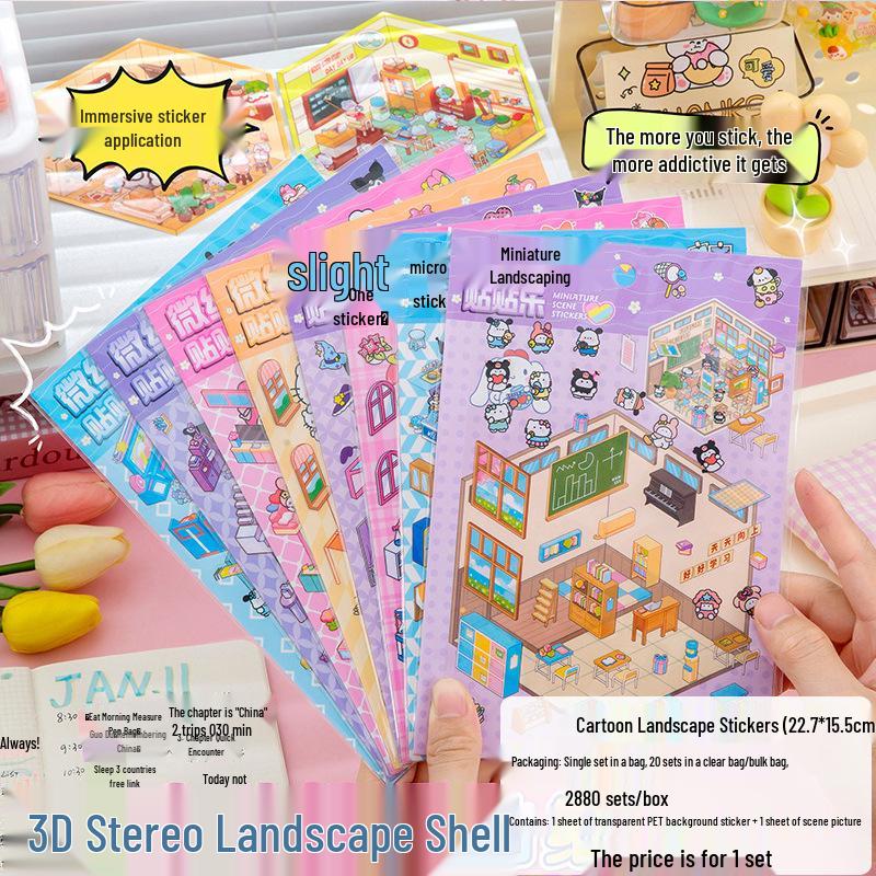 3D Miniature Landscape Stickers - DIY Journal Decoration Decals