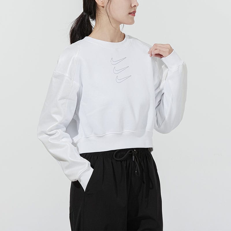 Nike Sweatshirts Women's White Crew Neck Thickened Regular DM7658-100