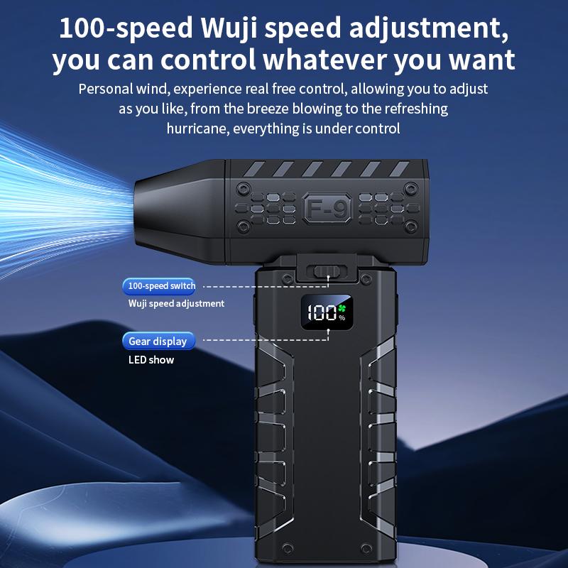 Mini Luftgebläse 160000 U/min Handheld Elektrischer Turbojet-Lüfter 52m/s Windgeschwindigkeit Bürstenloser Motor Gewaltiger Lüfter mit LED-Anzeige