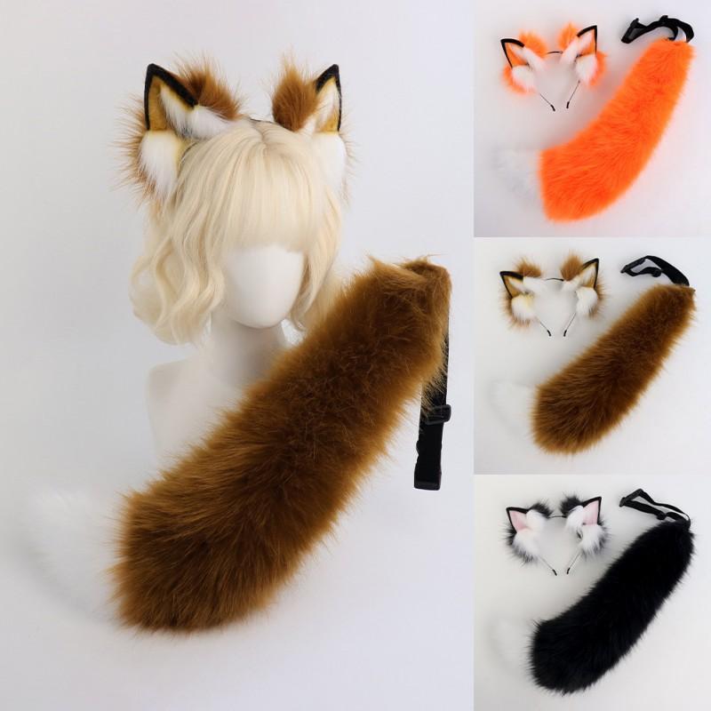 Fox Ear Headband With Tail Set Cosplay Costume Accessory Halloween Party Anime Convention