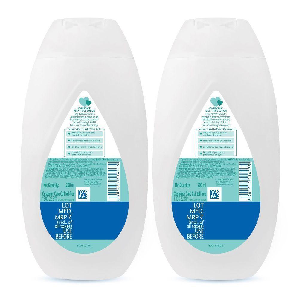 Baby Lotion with Milk and Rice (2 X 200 Ml), Milk + Rice Lotion, Johnson's Baby