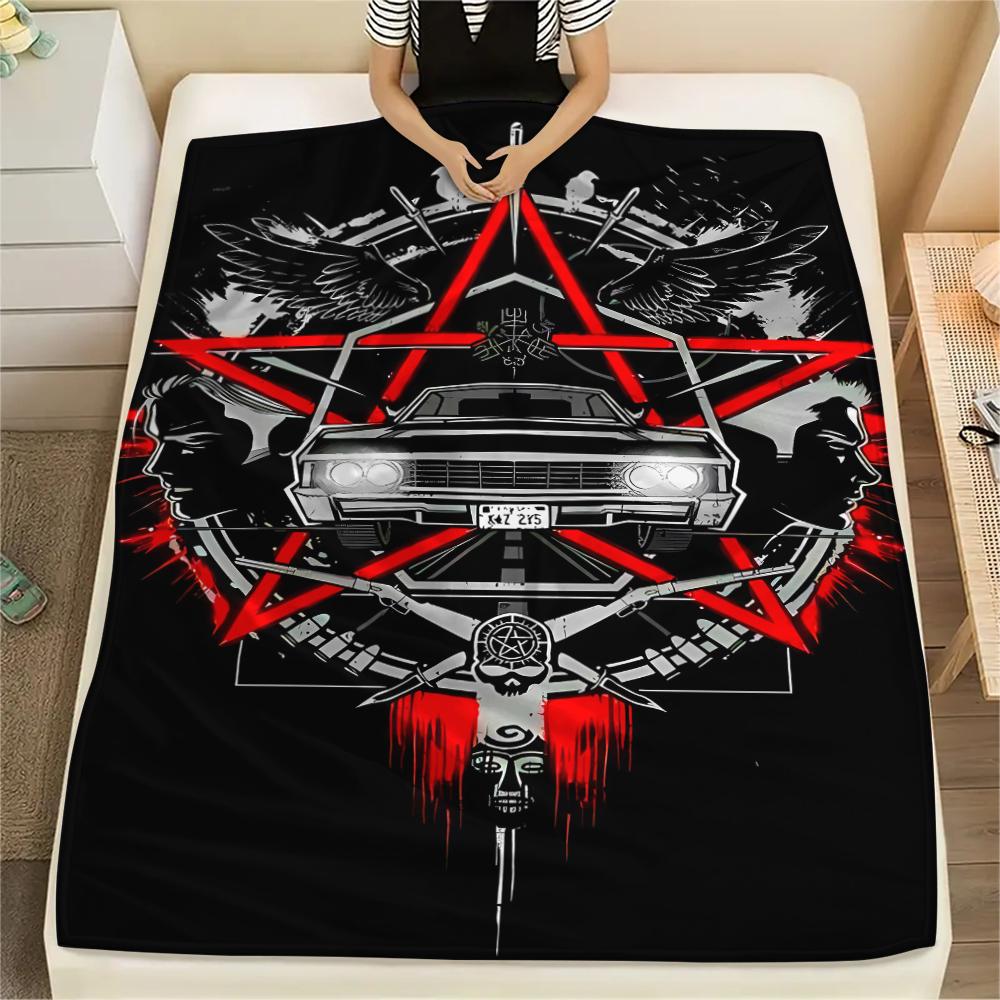 1PC Supernatural Print Flannel Blanket, High Quality All Seasons, Home Decor, Warmth and Comfort, Perfect for Christmas Gifts