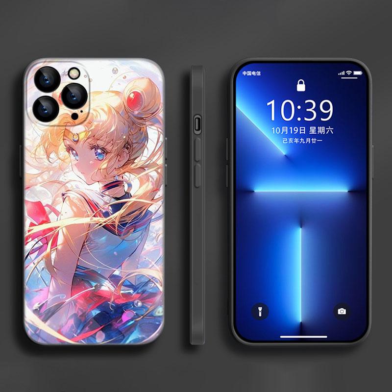 Japan Cartoon Sailor Moom Black Silicone Phone Case For Apple iPhone 12 13 Mini 11 14 15 Pro Max 7 8 Plus X XR XS SE 2020 2022