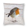 Housses de coussin carrées Rouges-gorges Aiment Poser Polyester Lin Velours Motif Fermeture Coussin Décoratif Housse de Coussin de Voiture