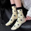 6 Pairs of Women'S Socks with Contrasting Colors, Polka Dots, in Candy Colors, Cute And Stylish, Mid-Calf Length, Korean Style
