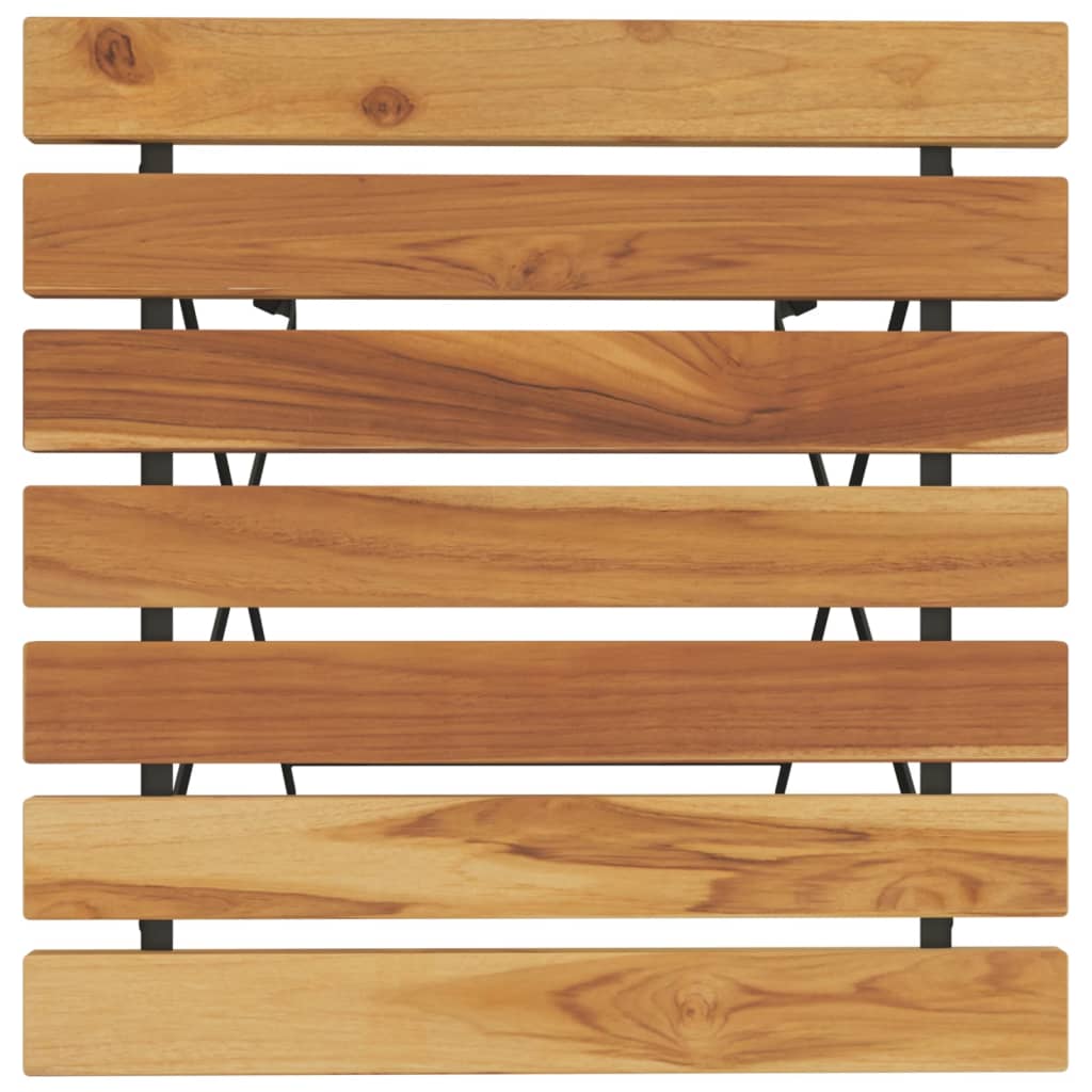 Składany Stolik Bistro, 55X54X71 Cm, Lite Drewno Tekowe I Stal