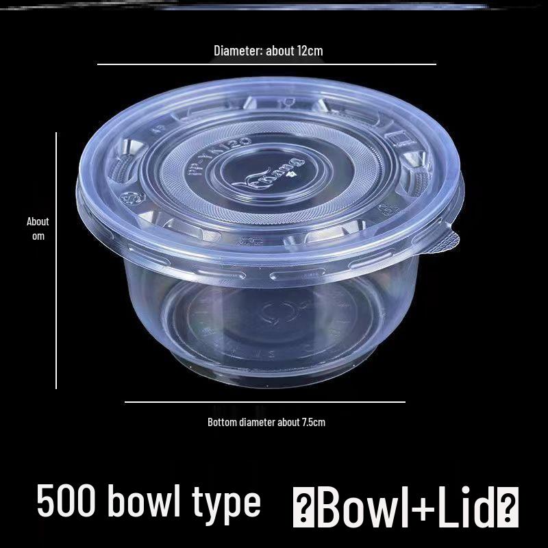 Transparent Thickened Disposable Plastic Bowl - Round, No Lid, Heat-Resistant for Home and Commercial Use