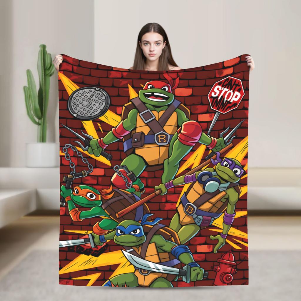 Comic Warm Soft Blankets T-Tmnts Character Decorative Plush Bedding Throws Funny Home Decor Flannel Bedspread Sofa Bed Cover
