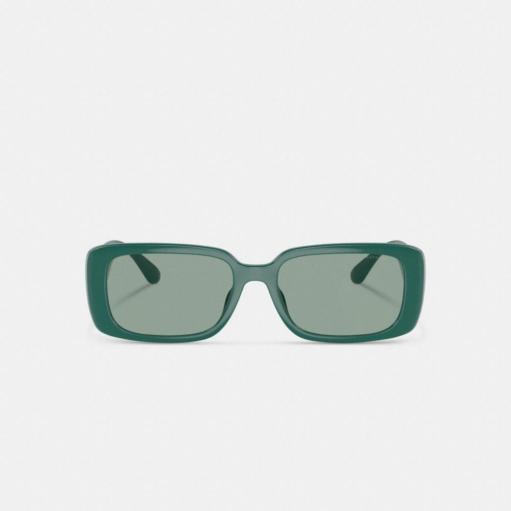 Coach Narrow Rectangle Glasses in Dark Green NWT Buy Coach Narrow Rectangle Sunglasses Cr645 Dark Green at  main image 3