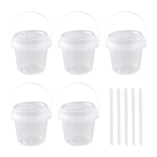 

5/10/15/20Pcs Disposable Cups with Lids And Straws Large 700ml Clear Plastic Drink Cups Handheld Design Drink Cups 500ML 5pcs