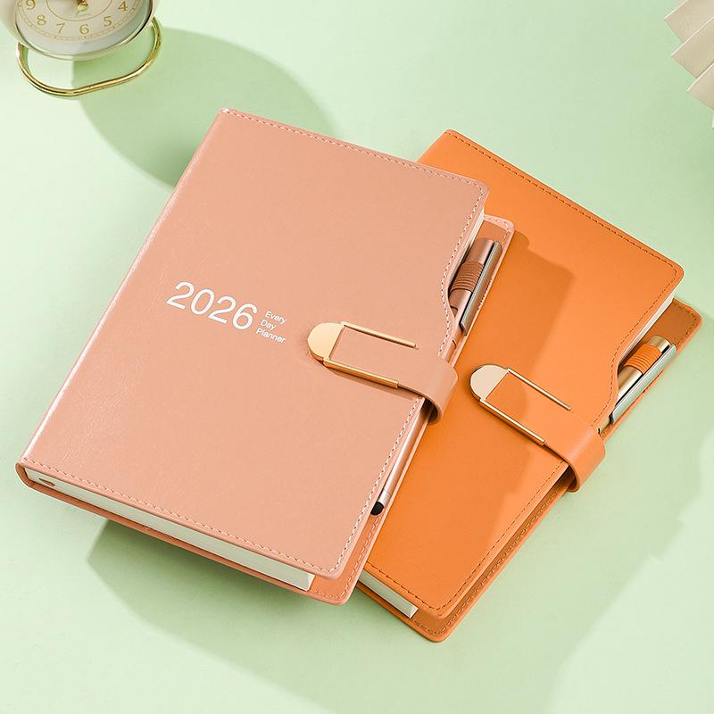2026 A5 Daily Planner & Schedule Book with Custom Logo Hot Stamping - A6 Bullet Journal Notebook with One-Page-Per-Day Format