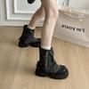 Design-Sense Nische Denim Hosenstiefel Damen Frühling und Sommer Neu Mittleres Rohr Zigaretten Lässig Dicke Sohle Martin Stiefel
