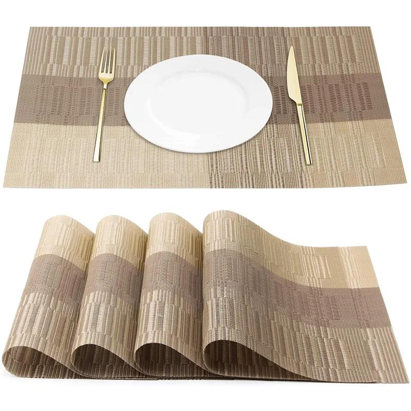 4/6/8/10Pcs Table Placemats PVC Non-slip Placemat For Dining Table Weave Mats Cup Coaster Kitchen Accessories Home Decor