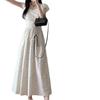 Elegant Polka Dot Puff Sleeve Dress: Slim Waist, Loose A-Line, Korean College Style