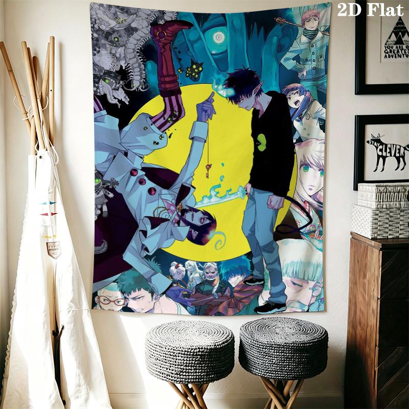 Blauer Exorzist Wandteppich Ästhetischer Wandbehang Bedruckter Stoffdecke Dekorative Wandteppiche für Schlafzimmer Wohnzimmer Heimdekoration