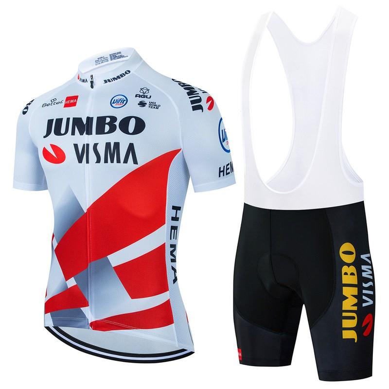 Jumbo Visma Cycling Jersey Set Short Sleeve Mens Breathable Quick Dry Mountain Road Bike Apparel