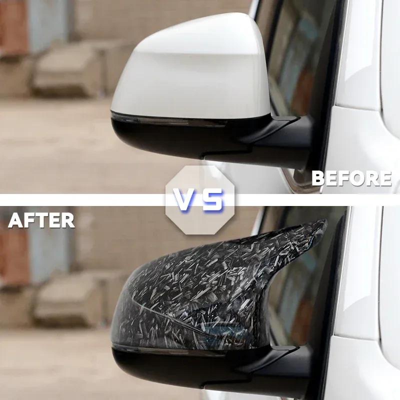 For BMW F25 X3 F26 X4 F15 X5 F16 X6 2014 2015-2018 Auto Car Rear View Side Mirror Cover Trim Bright Black Carbon Fiber Style