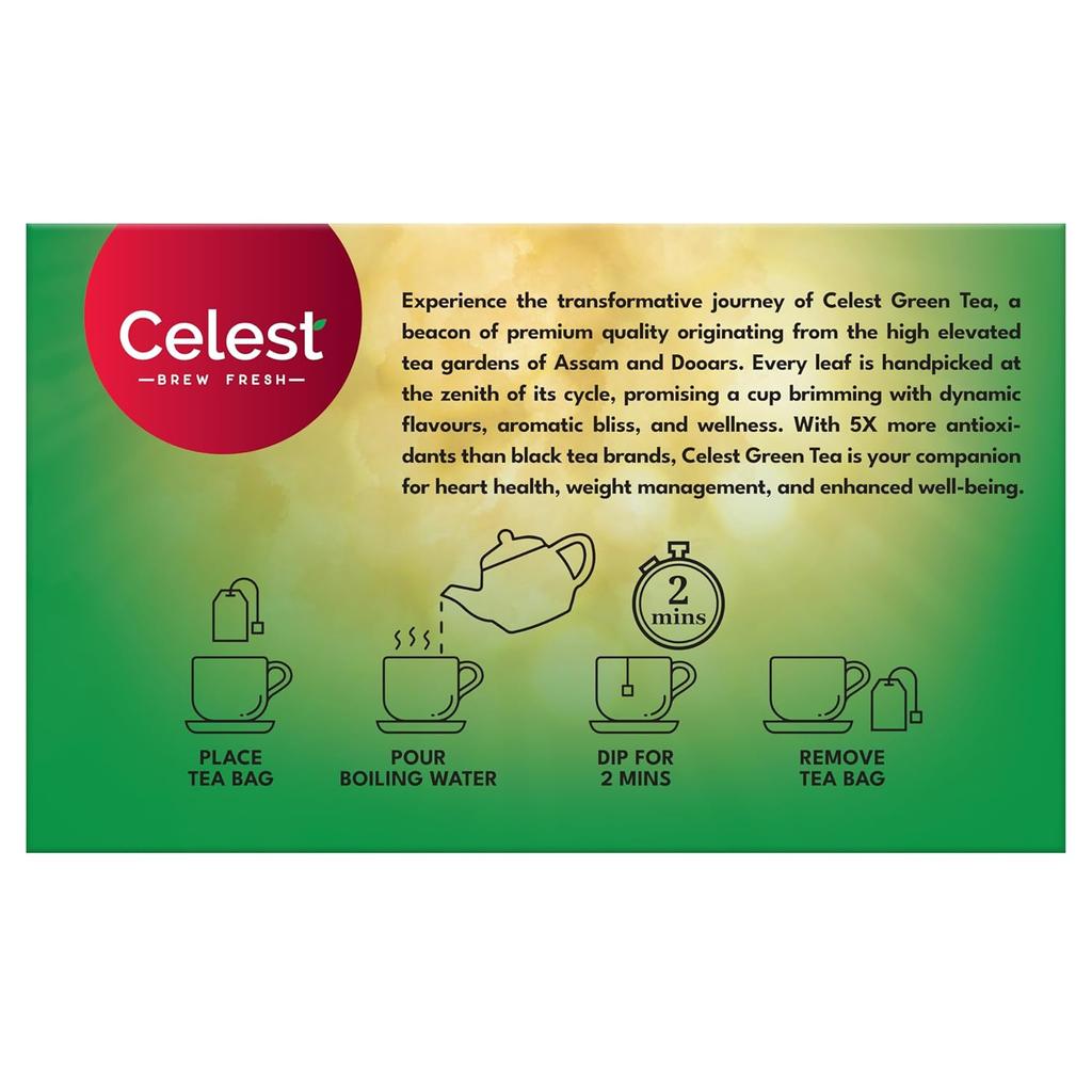 Celest Green Tea Mint Lemon Ginger 100 Bags Natural Flavour Wellness Detox Tea Pack of 1