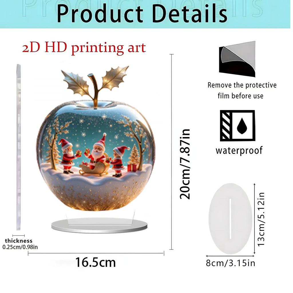 Christmas Apple 2D Acrylic Stand: Festive Desktop Decoration Gift