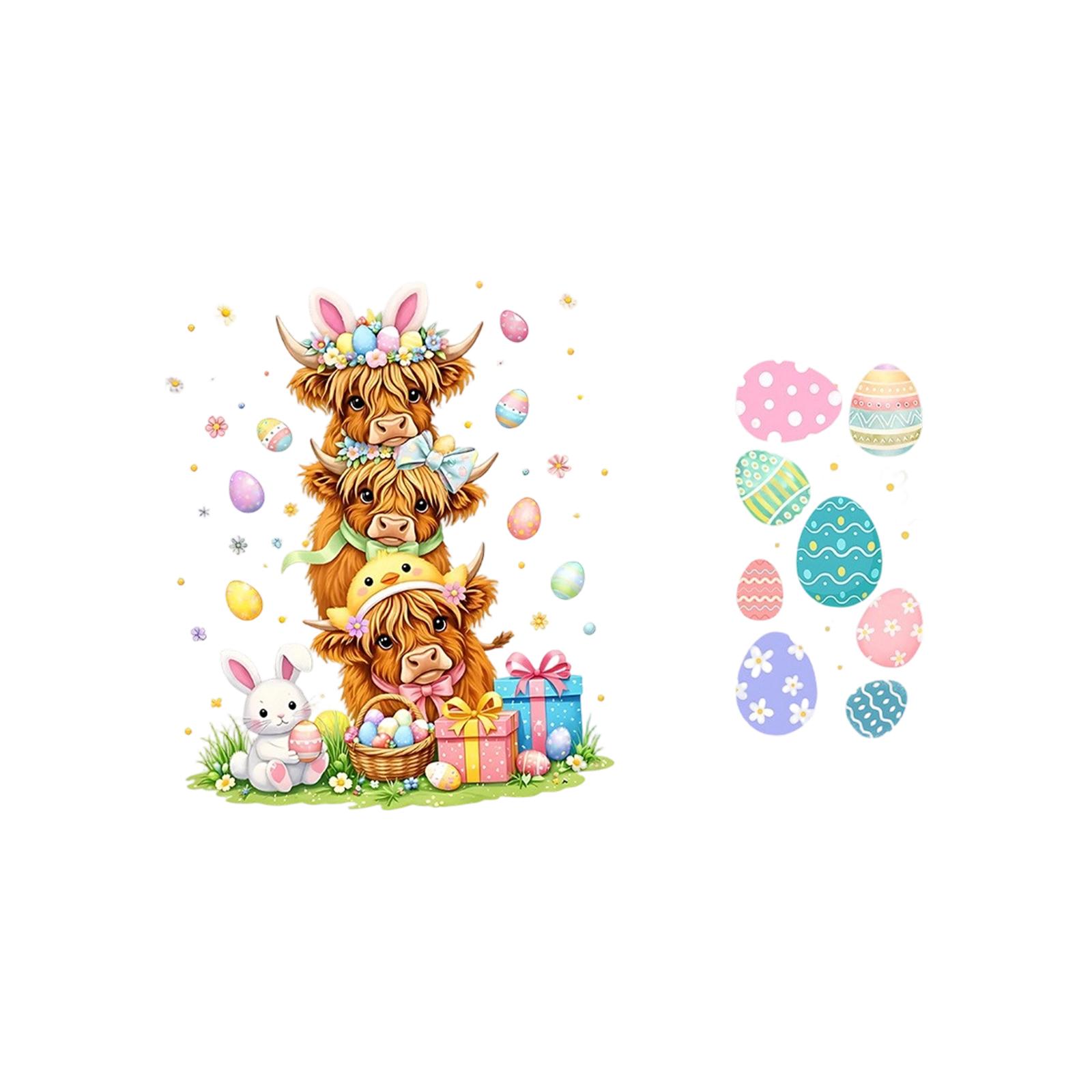 

Easter Bunny Easter Egg Static Glass Sticker Cartoon Cute Pet Window Beautification Sticker Holiday Atmosphere Door And Window Sticker One Size