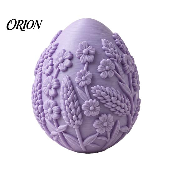 3D Printed Flower Relief Eggs Floral Easter Egg Ornament, Embossed Spring Window Display Accents Tabletop Decor, Desktop Figurine for Holiday