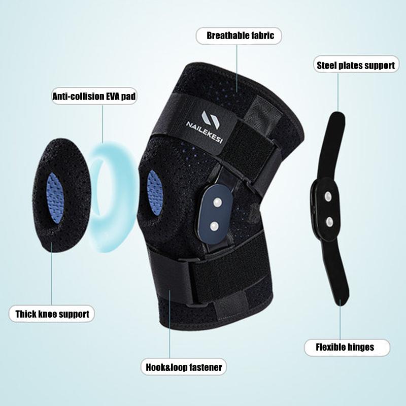 1Pcs Adjustable Hinged Knee Support Brace Open Patella Compression Wrap For Joint Pain Relief Stabilizer
