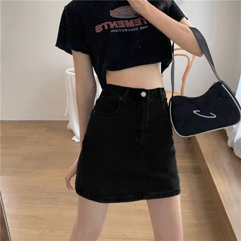 

Классическая универсальная короткая юбка, универсальная, толстая, мм, большой размер, тонкая, повседневная, с высокой талией, пакет, бедра, A Word, полуоблегающая юбка, женская летняя модная ковбойская юбка XXL