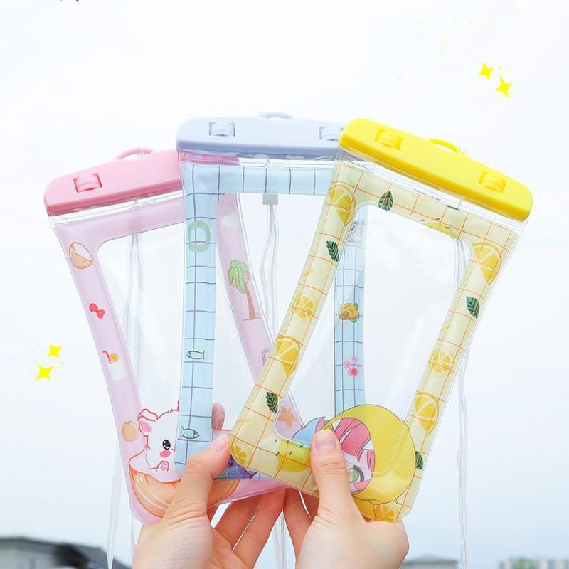 Cartoon Full View Waterproof Case For Phone Underwater Snow Rainforest Transparent Dry Bag Swimming Pouch Big Mobile Phone Cover