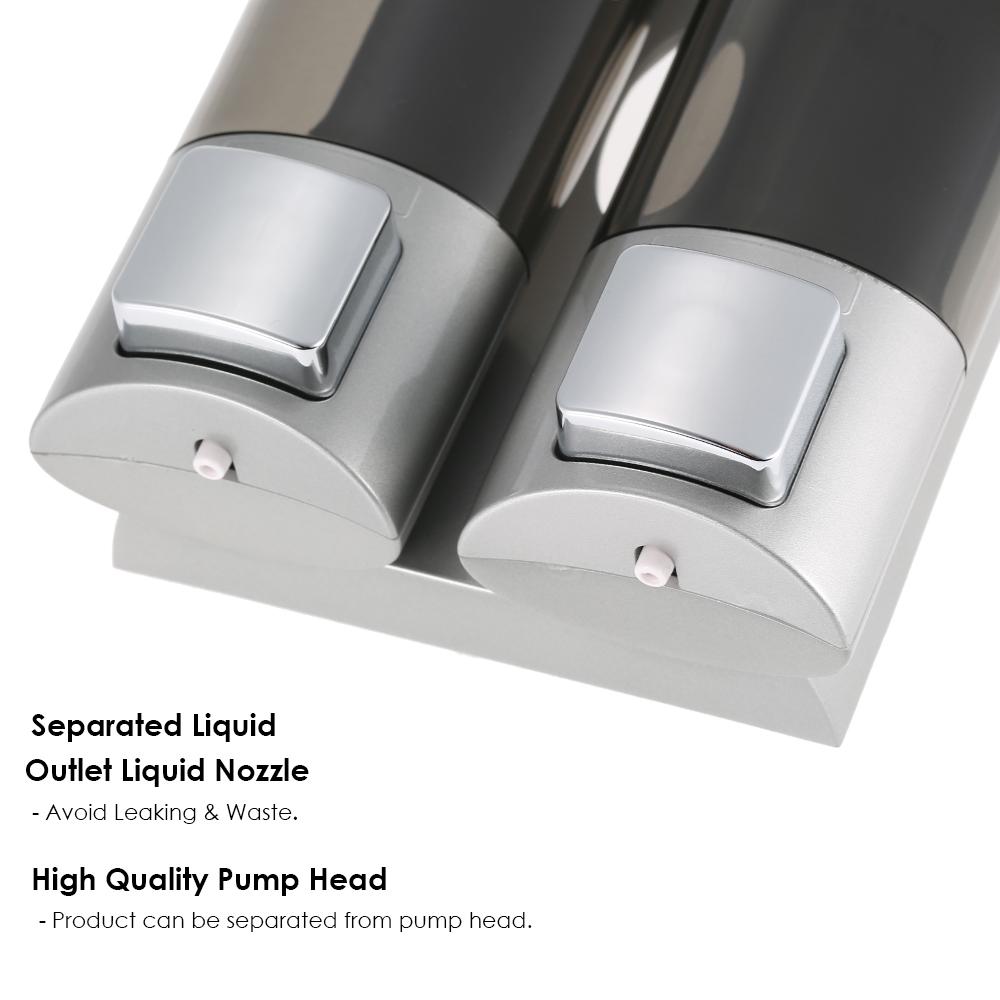 Manual Hand Soap Dispenser Wall Mount Double Liquid Shampoo Shower Gel Dispenser Hand Cleanser