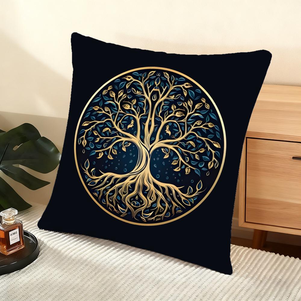 Tree of Life Plant Floral Cushion Cover Soft Short Plush Pillow Cover Smooth Cozy Texture Aesthetic Cushion Case Home Decor