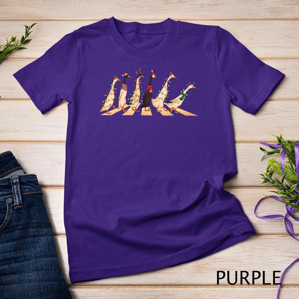 Cute Funny Santa Duck Christmas Lights Duck Wearing Xmas Hat Unisex T-shirt 7 L