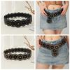 Retro Rivet Wide Belt Y2k Concho Waistband Fashion Disc PU Hollow Belt  Girls