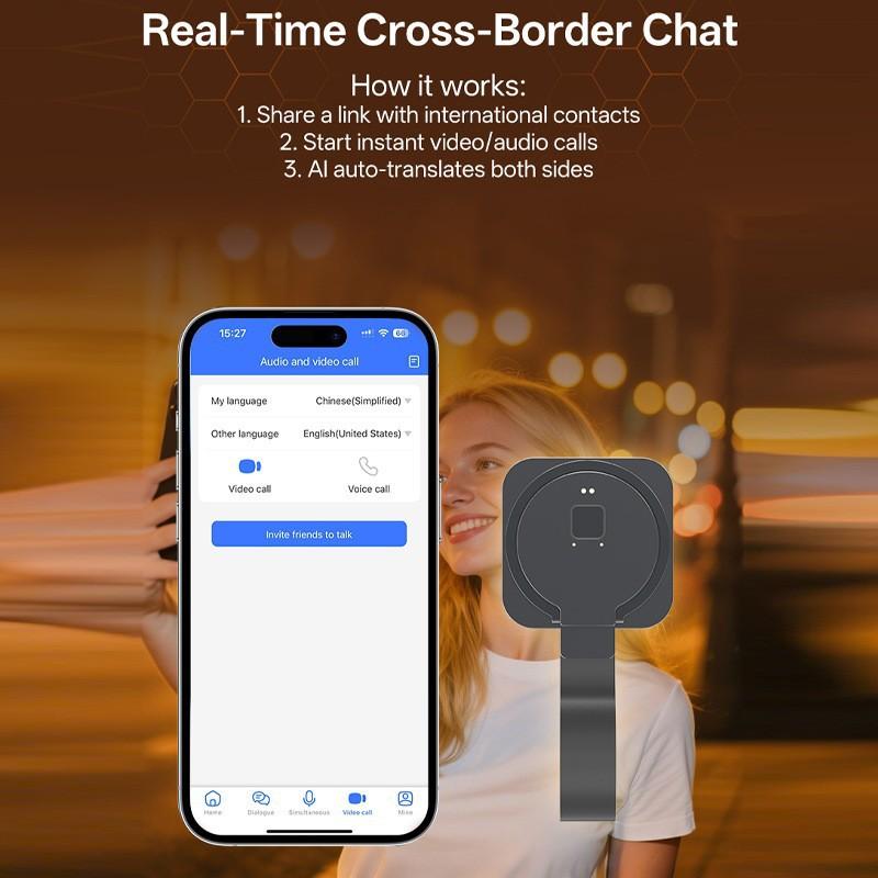 Back Clip Magnetic Suction Translator Translator Voice and Video Simultaneous Interpretation Multilingual Translation