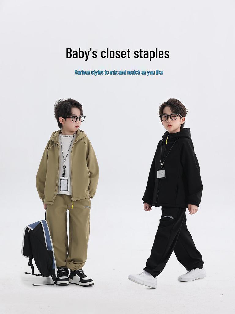 2025 Boys' Fleece-Lined Ski Suit: Thick Two-Piece Set for Kids, Autumn/Winter Collection