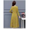 Abito Maxi Lussuoso Jacquard Floreale Girocollo Maniche Lunghe per Madri Elegante Abito da Ballo