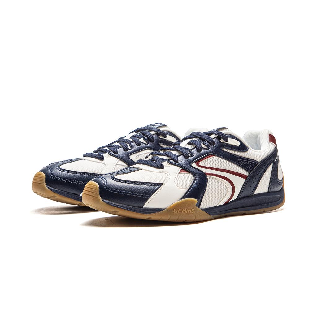 Li Ning Retro Klassiska Ballerinaskor Bekväma Lätta Mjuka Elastiska Halkfria Slitstarka Fritidsskor Dam flats Vit Blå AGLV204-4