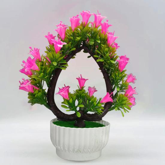 Artificial Bonsai Realistic Fresh-keeping Plastic Elegant Fake Wedding Lily Flower with Pot