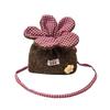 Plush Floral Drawstring Bag With Grid Pattern For Casual Daily Use