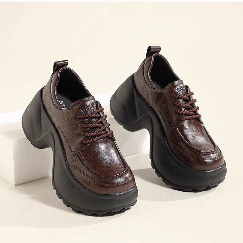 Spring and Autumn New British Style JK Small Leather Shoes Women Small Thick-soled Casual Muffin Women