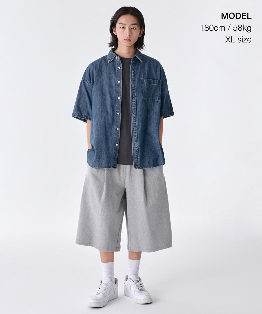 MUSINSA STANDARD Oversized Short Sleeve Denim Shirt [Medium Indigo]