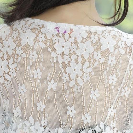 WTEMPO Hollow-out Casual Versatile Thin Breathable Lace Cardigans Women's Spring Summer Casual Solid Color Sunscreen Shawls Coats