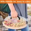 Cheese Cutting Boards Chopping Fruits Platter Serving Tray Round Charcuterie Board with Lid Large Capacity for Party Picnic
