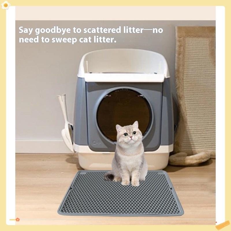 Katzenstreumatte Anti-Heraustragen Filter Anti-Spritzschmutz Schmutzbecken Haustier Doppelschichtig Anti-Urin Toilettenmatte Leicht zu Reinigen und Rutschfest