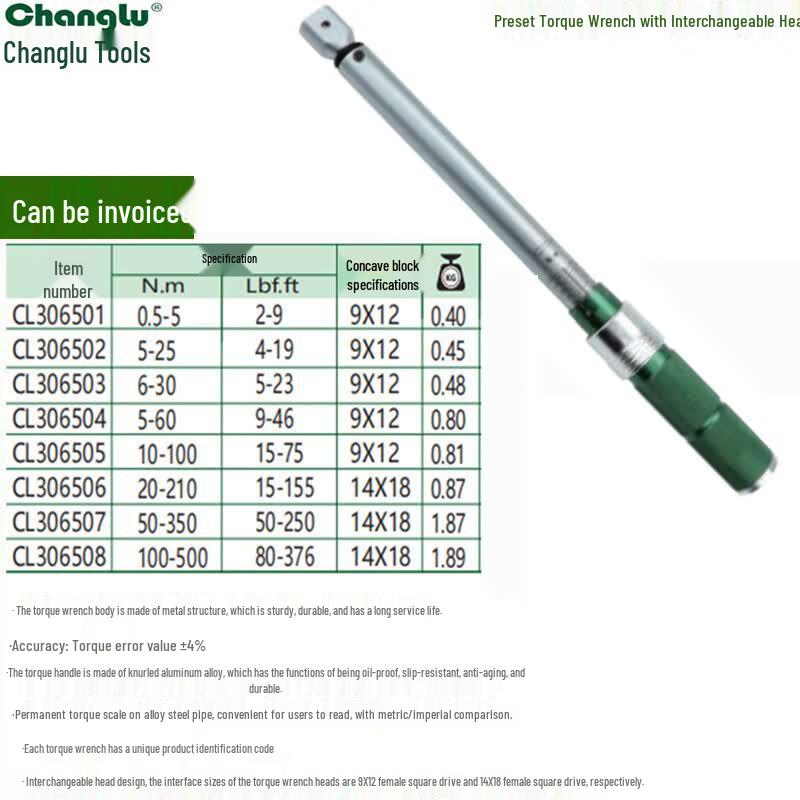 Changlu Interchangeable Head Preset Torque Wrench
